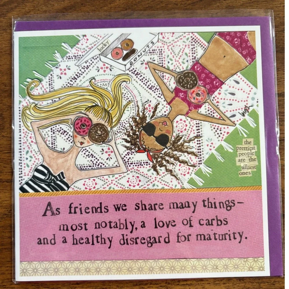 2 BFF Best Friends Friendship Greeting Cards Pie Carbs Pretty Silly Shenanigans‎